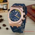 Fake Audemars Piguet Royal Oak Offshore Diver Rose Gold Blue Rubber Watch - Japan Automatic
